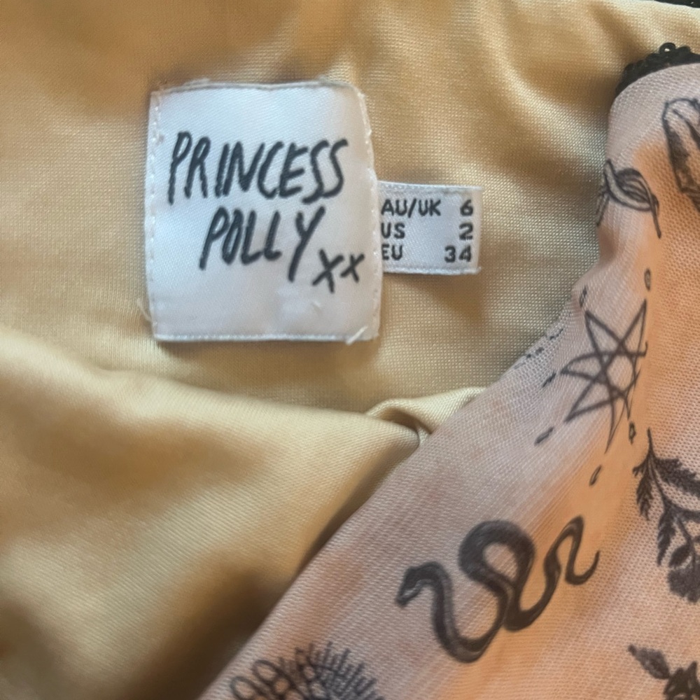 Princess Polly Women's tattoo slip dress.  Tan and Black - Picture 4 of 5